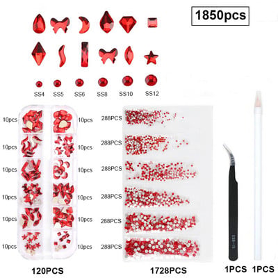 1850/2800/3100 DB Luxus 3d köröm strasszok körömdíszítések kristály szett Diamond AB üveg 1 DB toll 21 forma