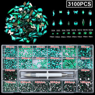 1850/2800/3100 DB Luxus 3d köröm strasszok körömdíszítések kristály szett Diamond AB üveg 1 DB toll 21 forma