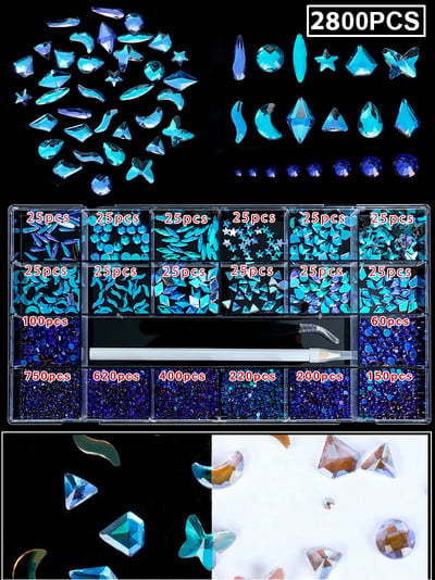 1850/2800/3100 DB Luxus 3d köröm strasszok körömdíszítések kristály szett Diamond AB üveg 1 DB toll 21 forma