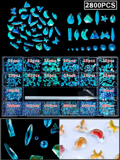 1850/2800/3100 DB Luxus 3d köröm strasszok körömdíszítések kristály szett Diamond AB üveg 1 DB toll 21 forma