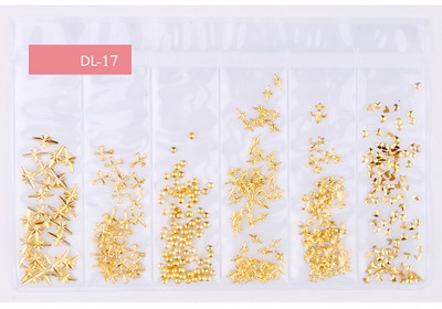 Tähekuu Õõnes kullast ja hõbedast küünekunst metallist kest 3D küünekaunistus naastud Rhinestones küünekunsti disaini võlusid kivi 1 kott