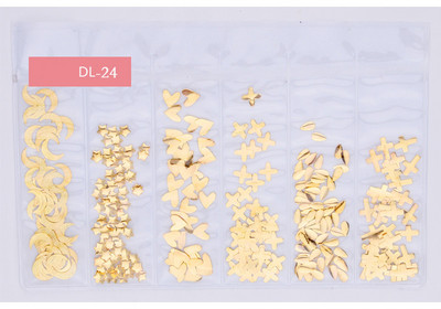 Tähekuu Õõnes kullast ja hõbedast küünekunst metallist kest 3D küünekaunistus naastud Rhinestones küünekunsti disaini võlusid kivi 1 kott