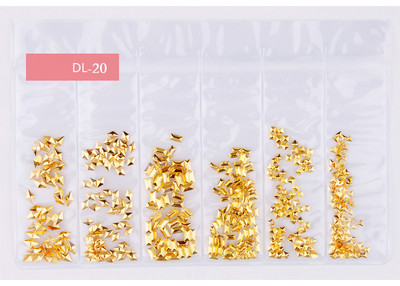 Tähekuu Õõnes kullast ja hõbedast küünekunst metallist kest 3D küünekaunistus naastud Rhinestones küünekunsti disaini võlusid kivi 1 kott