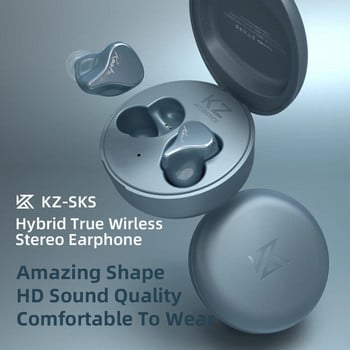 KZ SKS TWS True Wireless Bluetooth 5.2 слушалки 1DD+1BA Hybrid Game Earbud Touch Control Sport Headset KZ Z3 S2 S1 SA08 E10 Z1