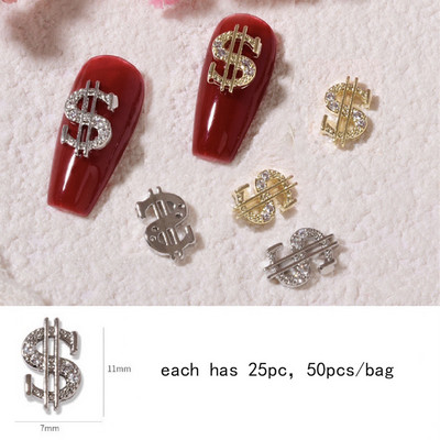50PCS/Lot Metalni cirkon privjesci za nokte Elegantni oblici Ukrasi od vještačkih kamenčića sa zlatnom legurom Mix Stilovi Kristali Dragulji Nabavka za nokte