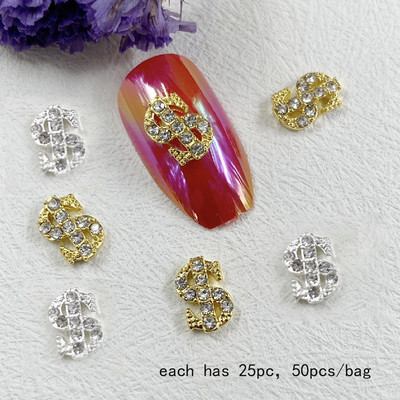 50PCS/Lot Metalni cirkon privjesci za nokte Elegantni oblici Ukrasi od vještačkih kamenčića sa zlatnom legurom Mix Stilovi Kristali Dragulji Nabavka za nokte