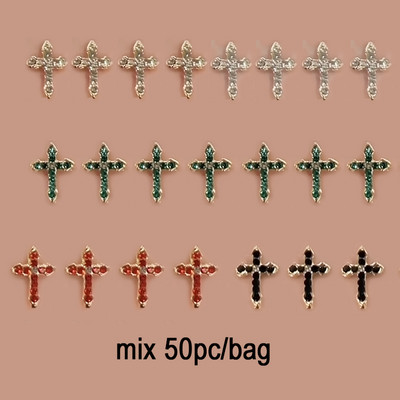 50PCS/Lot Metalni cirkon privjesci za nokte Elegantni oblici Ukrasi od vještačkih kamenčića sa zlatnom legurom Mix Stilovi Kristali Dragulji Nabavka za nokte