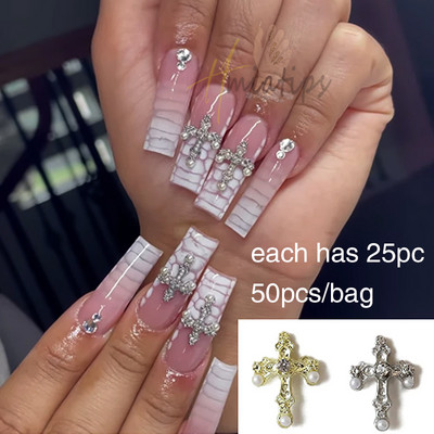 50PCS/Lot Metalni cirkon privjesci za nokte Elegantni oblici Ukrasi od vještačkih kamenčića sa zlatnom legurom Mix Stilovi Kristali Dragulji Nabavka za nokte