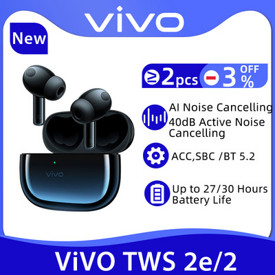 Vivo TWS 2 2e Слушалки Безжични Bluetooth 5.2 Слушалки 12.2mm Driver DeepX 2.0 Микрофон с шумопотискане за Vivo X60 Pro X50 S9 S9e