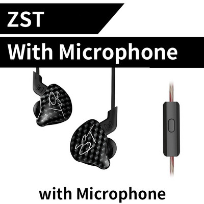 KZ ZST Dual Driver Earphone Dynamic and Armature Αποσπώμενες οθόνες καλωδίων με απομόνωση θορύβου HiFi Music Sports Earbuds 1DD+1BA