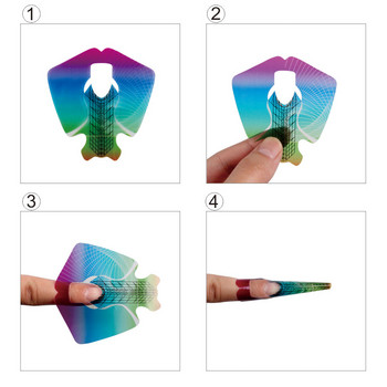Μορφές νυχιών Clear Extension Ακρυλικό Αυτοκόλλητο Γαλλικής καμπύλης UV Gel Building Αυτοκόλλητο Μανικιούρ PVC Clear Rainbow Μορφή νυχιών