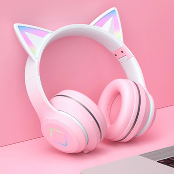 Котешко ухо Bluetooth слушалки Безжична музика Цветна LED светлина Геймърска слушалка Слушалки с шумопотискане Детски коледни подаръци