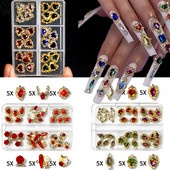 30/24 KOM/KUTIJA Dijamantni metalni privjesci za nokte Leptir/Srce/mašna 3d privjesci za nokte 6 stilova Luksuzni dijelovi za uređenje noktiju Je-1*