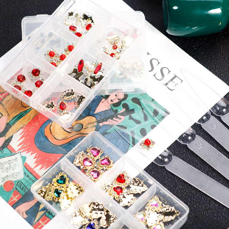 30/24 KOM/KUTIJA Dijamantni metalni privjesci za nokte Leptir/Srce/mašna 3d privjesci za nokte 6 stilova Luksuzni dijelovi za uređenje noktiju Je-1*