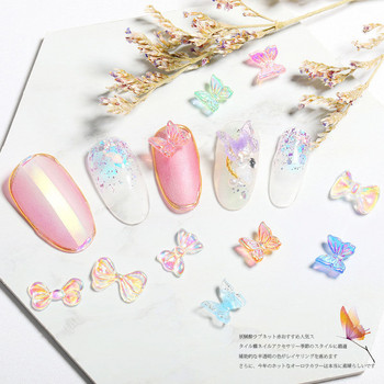 30/100Pcs Αξεσουάρ Nail Art Resin Butterfly Aurora Smart Color Holographic Fashion 3D Fingernail Διακόσμηση DIY