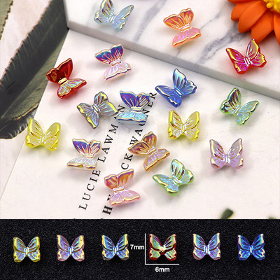 30/100Pcs Αξεσουάρ Nail Art Resin Butterfly Aurora Smart Color Holographic Fashion 3D Fingernail Διακόσμηση DIY