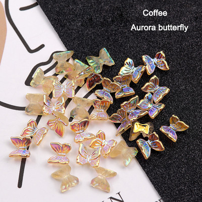 30/100 db Nail Art Kiegészítők Gyanta pillangó Aurora Smart Color Holografikus divat 3D köröm barkács dekoráció