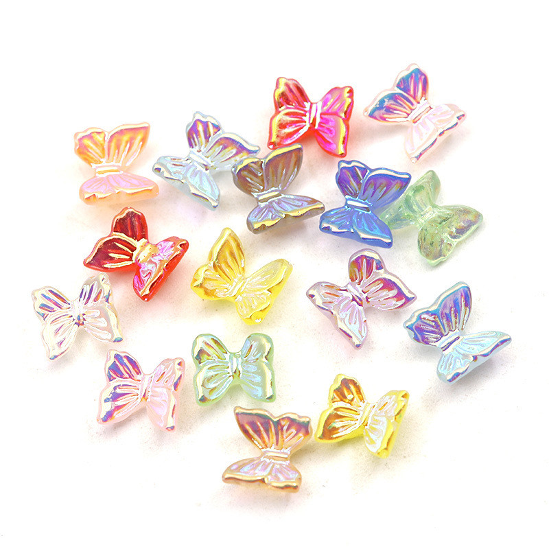 30/100 db Nail Art Kiegészítők Gyanta pillangó Aurora Smart Color Holografikus divat 3D köröm barkács dekoráció