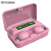 F9 TWS Bluetooth 5.0 vezeték nélküli fülhallgató rózsaszín 2200mAh töltődoboz Érintővezérlésű sport fülhallgató női lányoknak mikrofonnal