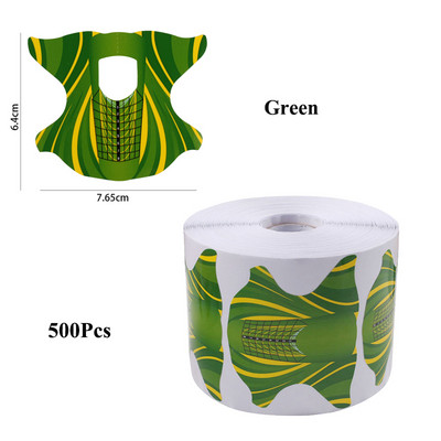500 buc Vârf de extensie pentru formă de unghii verde Gel UV pentru constructii Forme de unghii franceze Sfaturi de extensie Stencil Instrumente de manichiură autoadezive