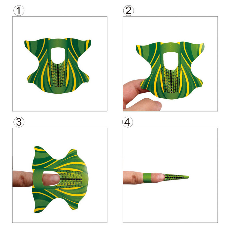 500 buc Vârf de extensie pentru formă de unghii verde Gel UV pentru constructii Forme de unghii franceze Sfaturi de extensie Stencil Instrumente de manichiură autoadezive