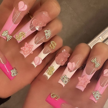 10 τμχ 3D Kawaii Cat Nail Art Διακοσμητικά Γούρια Χρυσό κράμα κοσμήματα νυχιών Rhinestone Χαριτωμένα κρύσταλλα αξεσουάρ διακόσμησης μανικιούρ