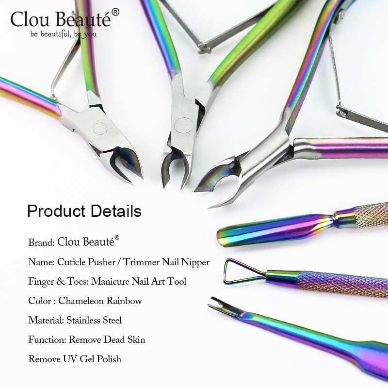 Rozsdamentes acél tisztítóeszközök Kaméleon kutikula nyomó csipesz körömnyomó szerszámok kutikula vágó holt bőr UV gél lakk eltávolító
