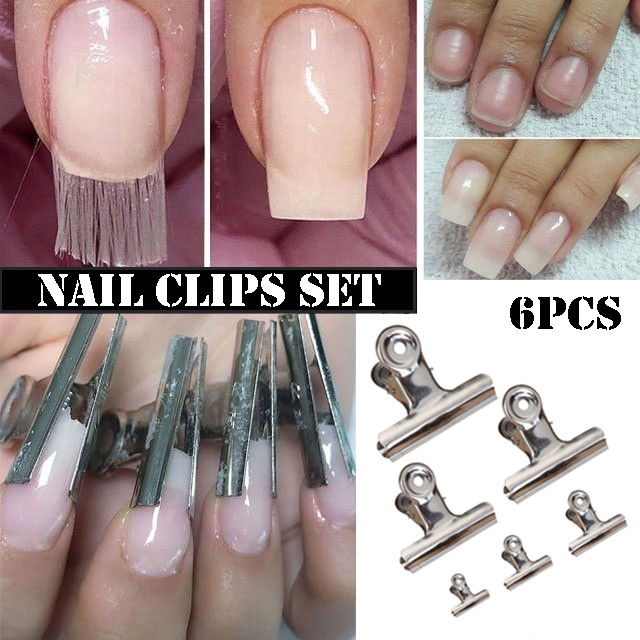 6kom C Curve Building Gel Nail Steps Steps Set 31mm French Nail Form Tips Clip od nehrđajućeg čelika Nokti Pincher Alat za manikuru