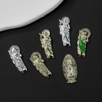 10 τμχ Virgin Mary Nail Charms 3D Diamond Metal Nails Art Alloy Κοσμήματα επίχρυσα Συμβουλές σαλονιού Διακόσμηση μανικιούρ