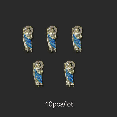 10 komada Virgin Mary privjesci za nokte 3D dijamanti Metalni ukrasi za nokte Legirani nakit Pozlaćeni salonski savjeti Dekoracija za manikuru