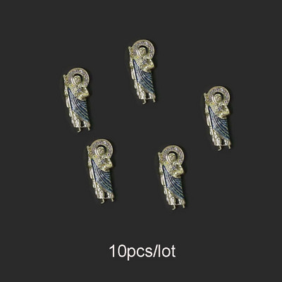 10 komada Virgin Mary privjesci za nokte 3D dijamanti Metalni ukrasi za nokte Legirani nakit Pozlaćeni salonski savjeti Dekoracija za manikuru