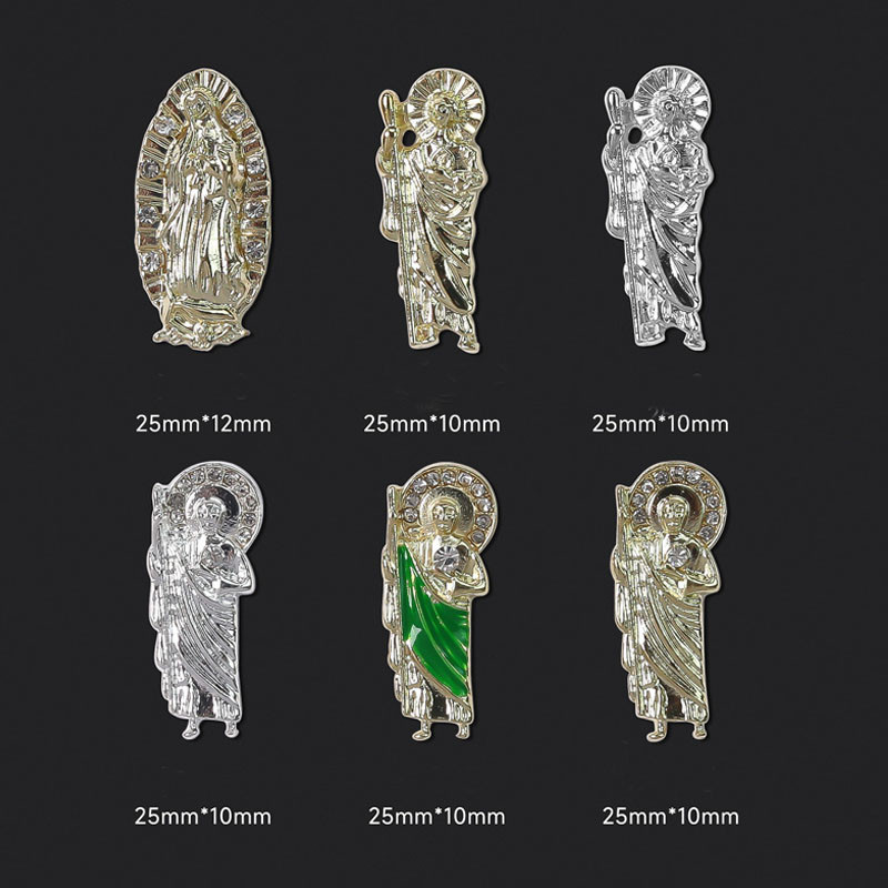 10 komada Virgin Mary privjesci za nokte 3D dijamanti Metalni ukrasi za nokte Legirani nakit Pozlaćeni salonski savjeti Dekoracija za manikuru