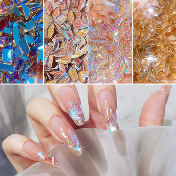 100 τμχ Mix AB Crystals For Nail Art Flat Back Rhinestones 3D Nail Gems Διακοσμήσεις μανικιούρ DIY