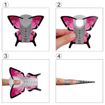 100/500Pcs Acrylic Nails Tips Extension Long Butterfly Nail Forms Sculpting Guide Stickers Tips UV Gel Form Manicure