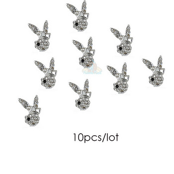 3D Bunny Heads Διακοσμήσεις νυχιών Γούρια Kawaii Resine Animals Κοσμήματα νυχιών Rhinestone Crystal Strass Bead Gem Μανικιούρ