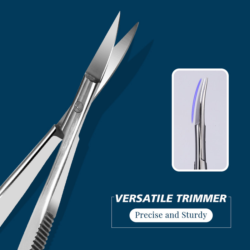 Foarfecă profesională pentru unghii, instrument de manichiură pentru unghii, sprâncene, nas, gene, cuticule, foarfece curbate pentru pedichiură
