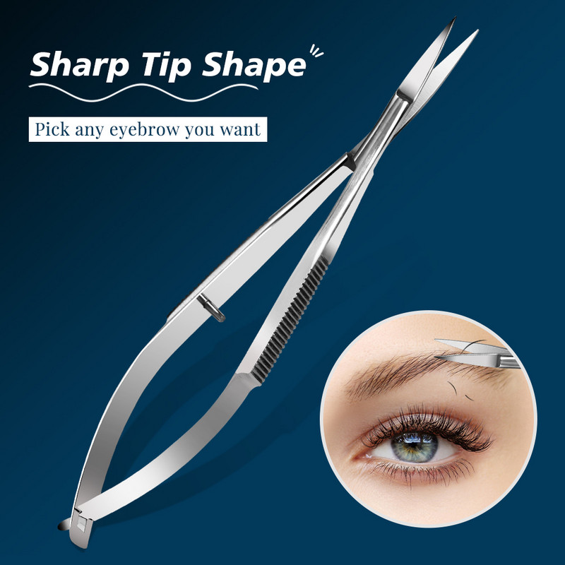 Foarfecă profesională pentru unghii, instrument de manichiură pentru unghii, sprâncene, nas, gene, cuticule, foarfece curbate pentru pedichiură