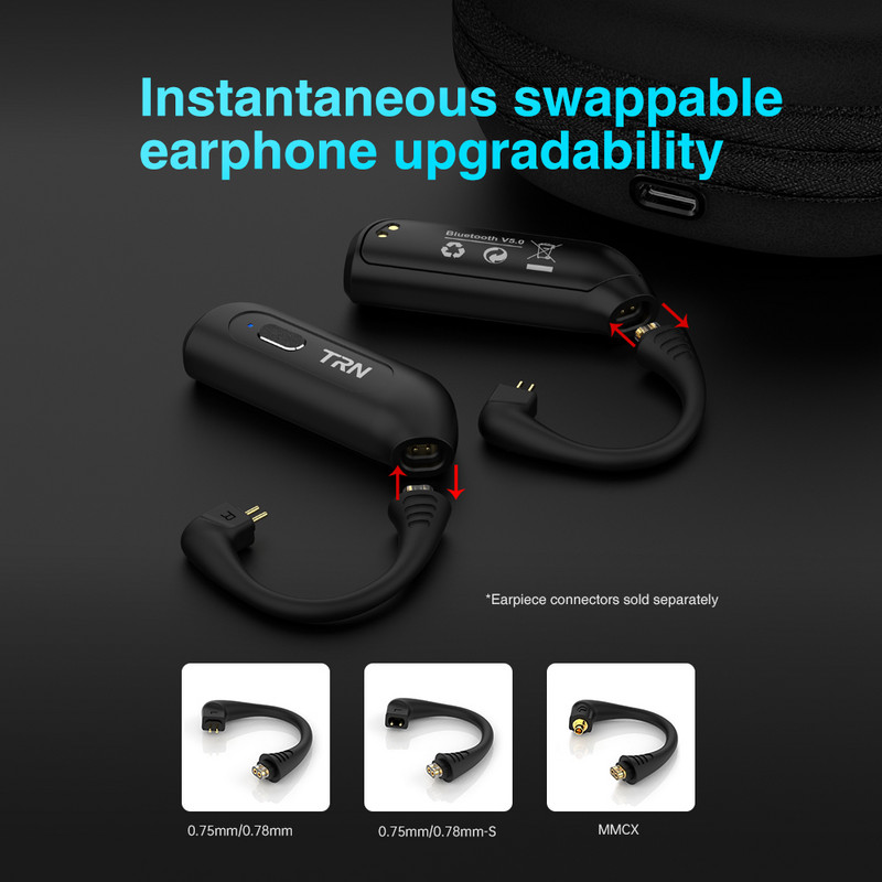 TRN BT20S PRO Bluetooth 5.0 fülhorog Aptx/AAC/SBC fülhallgató kábel töltődoboz adapterrel MMCX/2Pin TRN V90 VX BA5 ZSX CA16 készülékhez