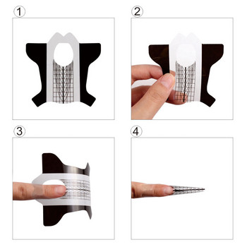 100 бр. Черно-бели професионални форми за нокти Акрилен UV гел-лак Шаблон за удължаване на ноктите Инструменти за маникюр Направи си сам Лепилен стикер