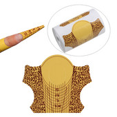 100 db Leopard Print Nail Art körömformák francia köröm UV gél hosszabbító formák alakvezető forma manikűr körömhosszabbító eszköz