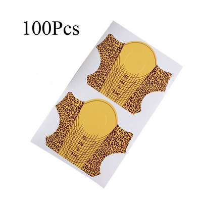 100 db Leopard Print Nail Art körömformák francia köröm UV gél hosszabbító formák alakvezető forma manikűr körömhosszabbító eszköz