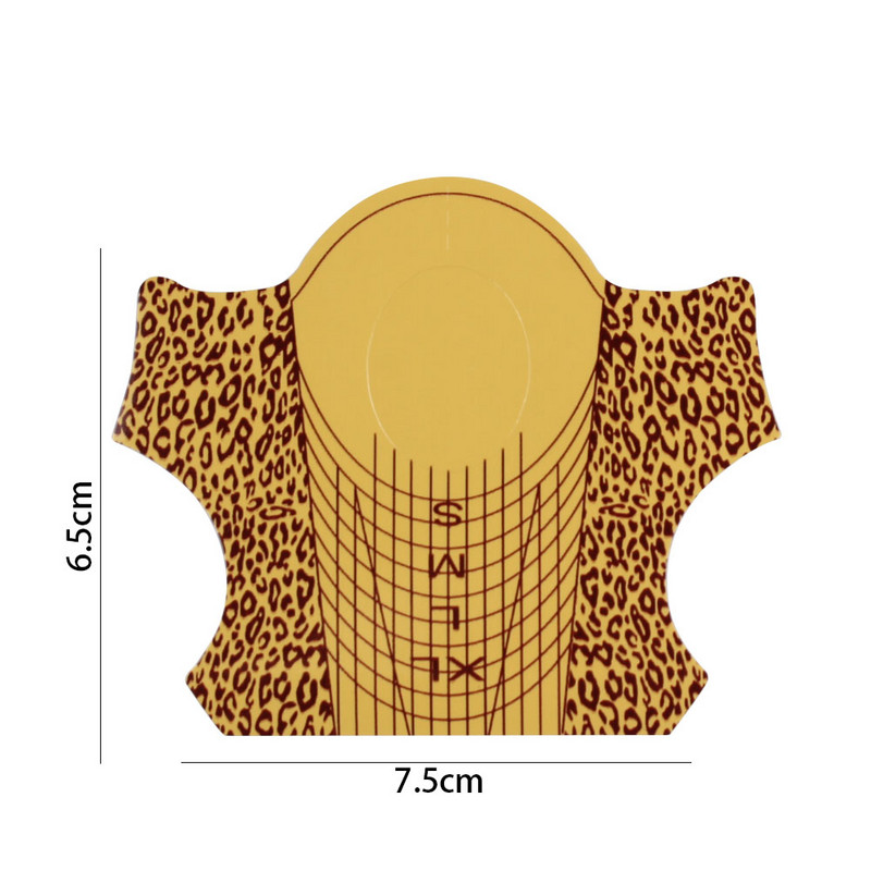 100 db Leopard Print Nail Art körömformák francia köröm UV gél hosszabbító formák alakvezető forma manikűr körömhosszabbító eszköz