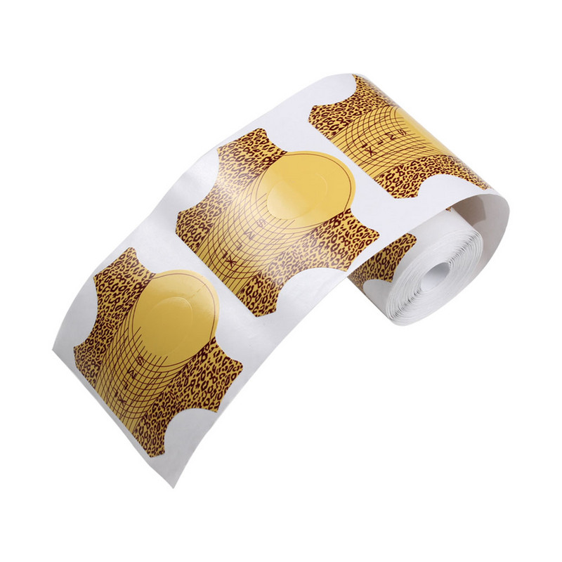 100 db Leopard Print Nail Art körömformák francia köröm UV gél hosszabbító formák alakvezető forma manikűr körömhosszabbító eszköz
