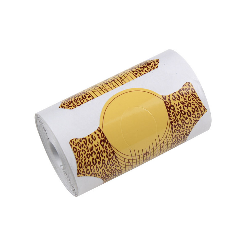 100 db Leopard Print Nail Art körömformák francia köröm UV gél hosszabbító formák alakvezető forma manikűr körömhosszabbító eszköz