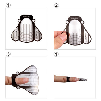 100 τμχ Διαφανής φόρμα νυχιών Bee Nail Art Γαλλικό ακρυλικό UV Gel Tips Extension Sticker Builder Form Guide Stencil Εργαλεία μανικιούρ