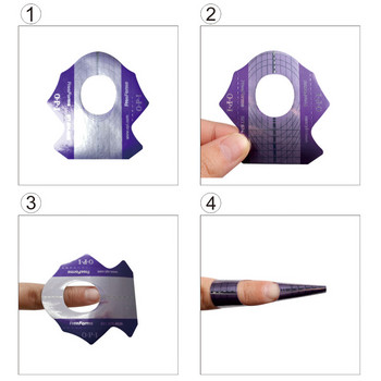 100 бр. Лилаво сребристо удължаване на форми за нокти Френски съвети за форма на нокти Акрилен UV гел за удължаване Curl Form Builder Гел Стикер Шаблон