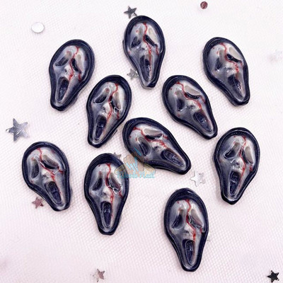 10 komada smole Halloween Nails Art Decoration Scream Ghost Flatback Nail Charm DIY Craft Accessory