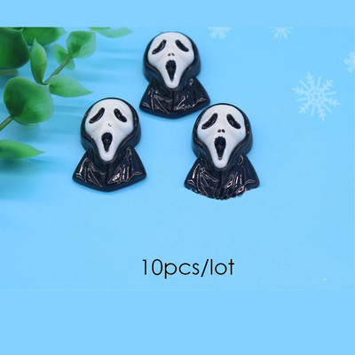 10db Gyanta Halloween Nails Art Dekoráció Scream Ghost Flatback Nail Charm DIY kézműves kiegészítő