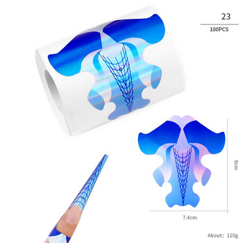 100 бр./Партида Стикер за гел за удължаване на ноктите за гел акрилни накрайници Френски инструмент за изграждане на нокти Разширени инструменти Поставка за хартия за маникюр
