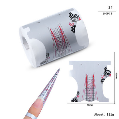 100db/Lot Nails zselé hosszabbító matrica gél akril hegyekhez French Fingernail Builder Forma kiterjesztett eszközök Manikűr papír tartó